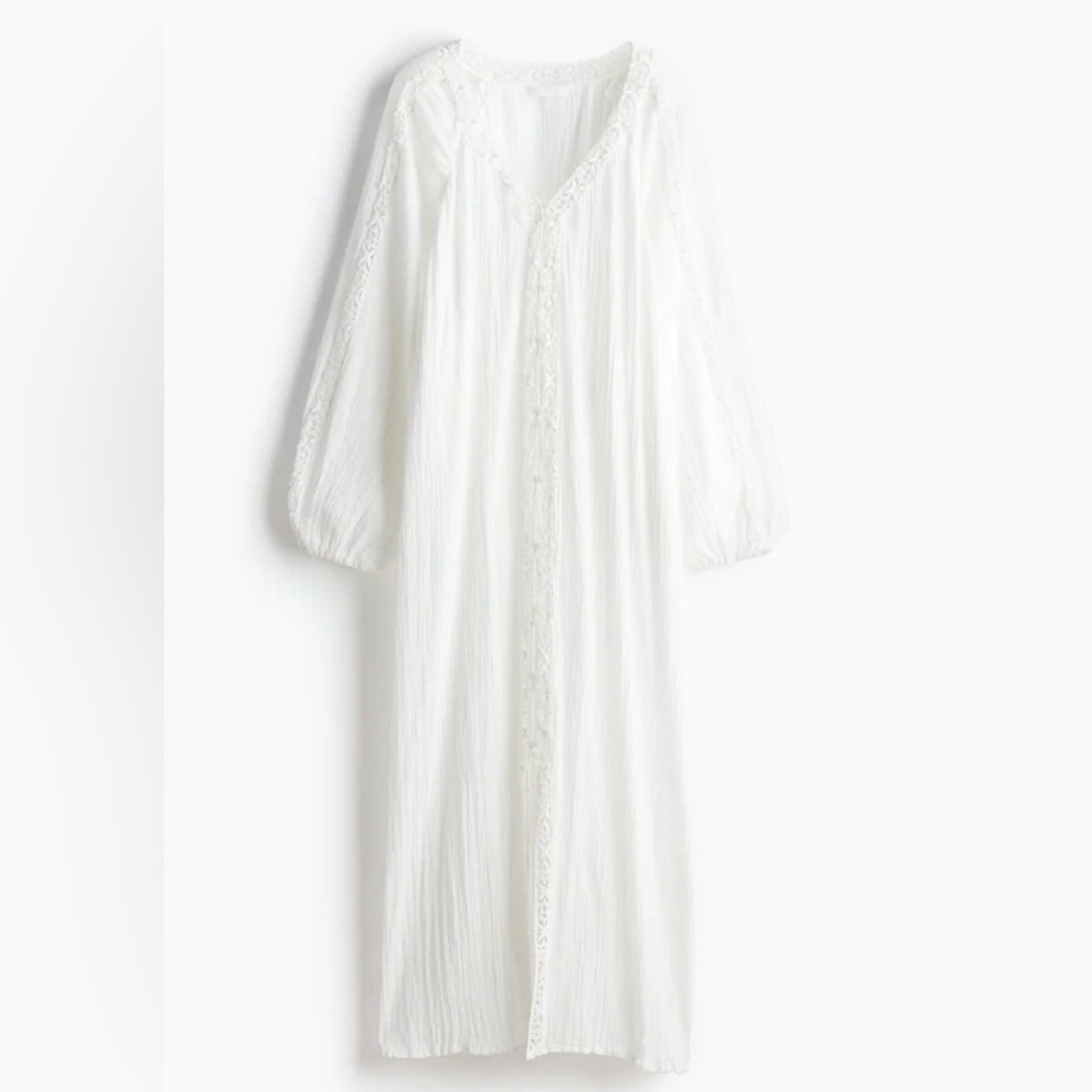 H&M White Maxi Dress with Lace Detail